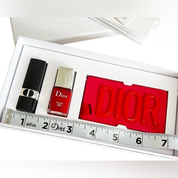 Dior - 3-Pc. Travel Set | Luggage Tag - 999 Red Satin Lipstick & Polish - NIB - Picture 7 of 14